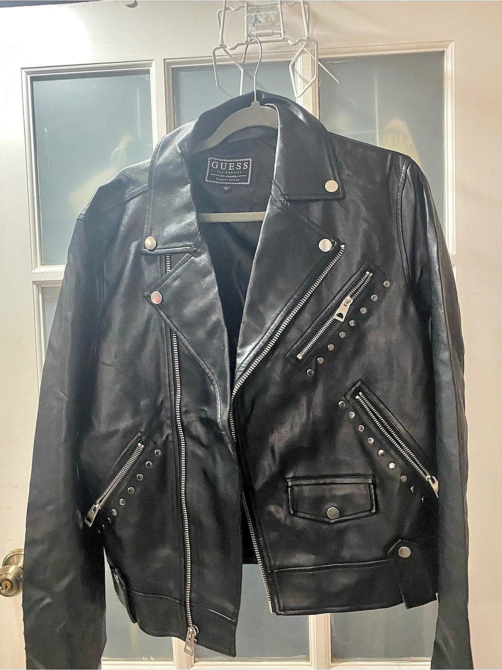 Guess Black Embroidered Moto Jacket Like New